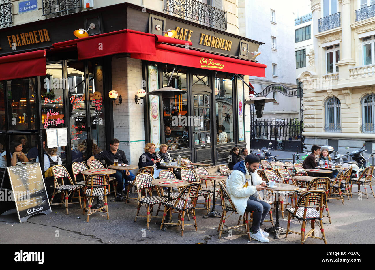 The French Traditional Cafe Francoeur Located In Montmartre Area In 