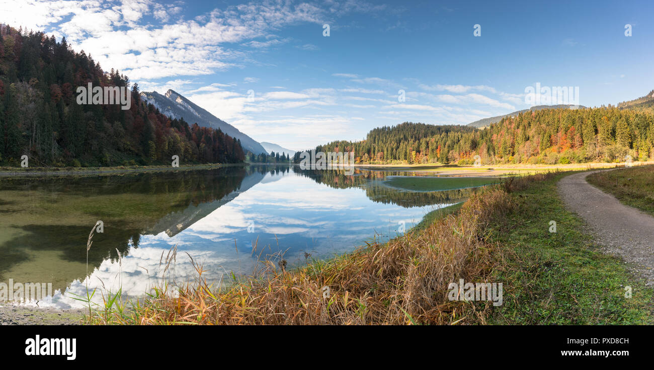 autumn color mountain landscape and lake in the Swiss Alps Stock Photo ...