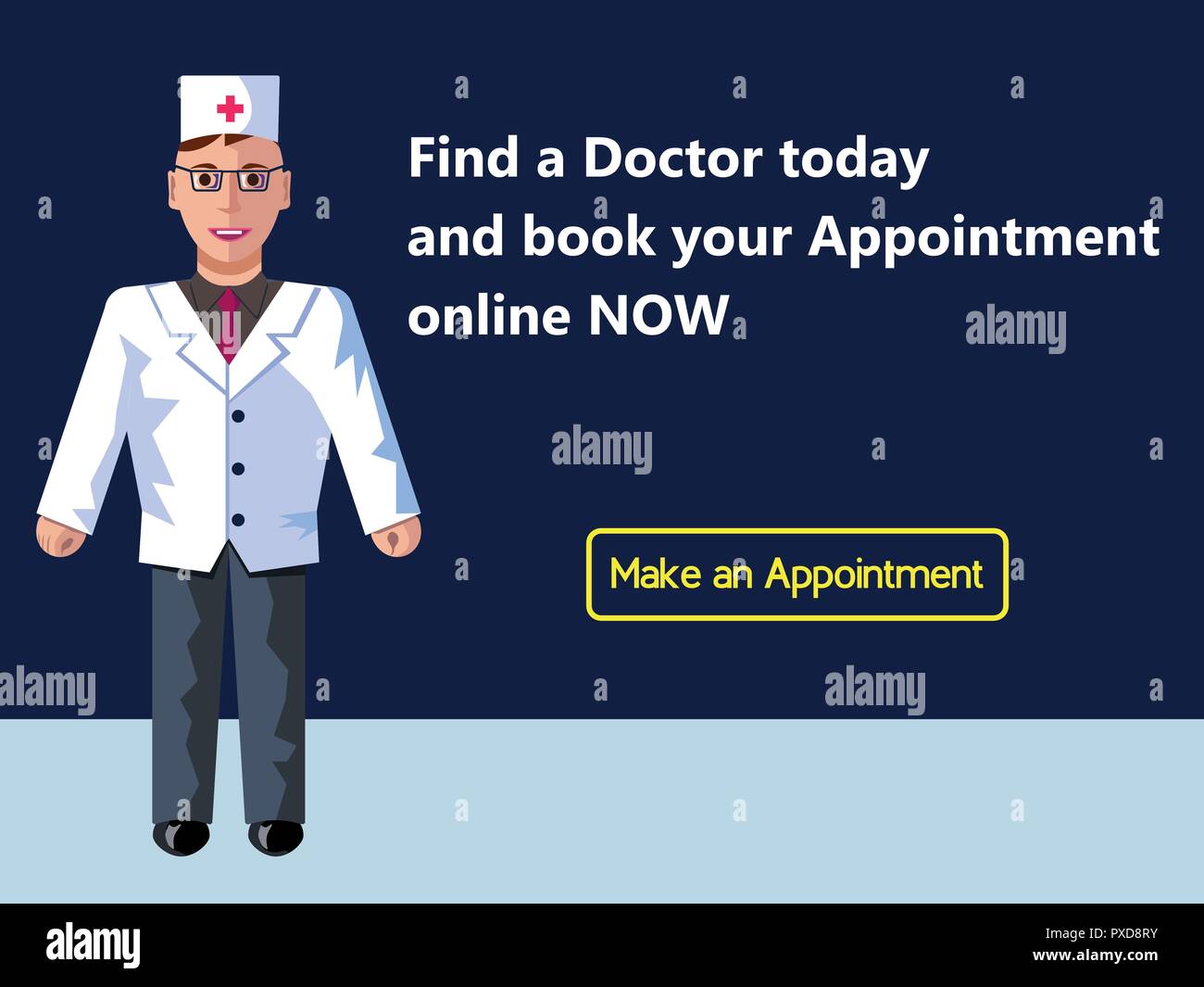 Online medicine. Doctor's appointment. Web banner design consept. Vector flat illustration. Stock Vector