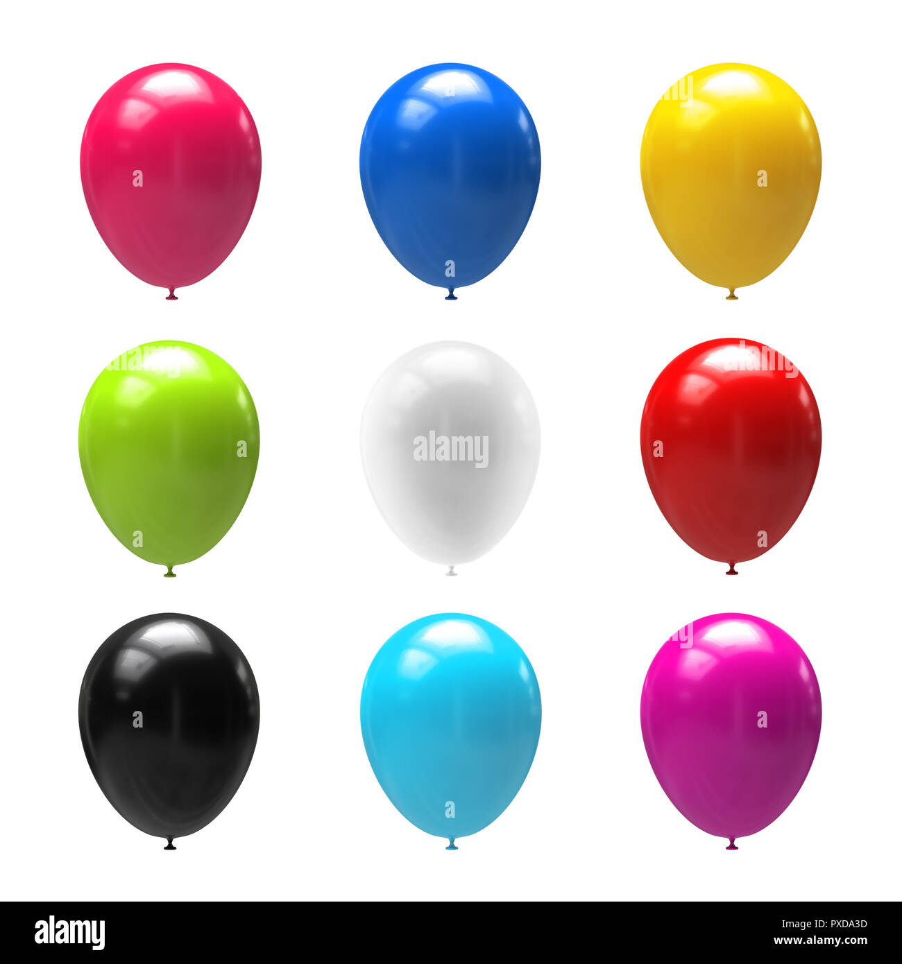 Set of balloons isolated on white background. 3d illustration Stock ...