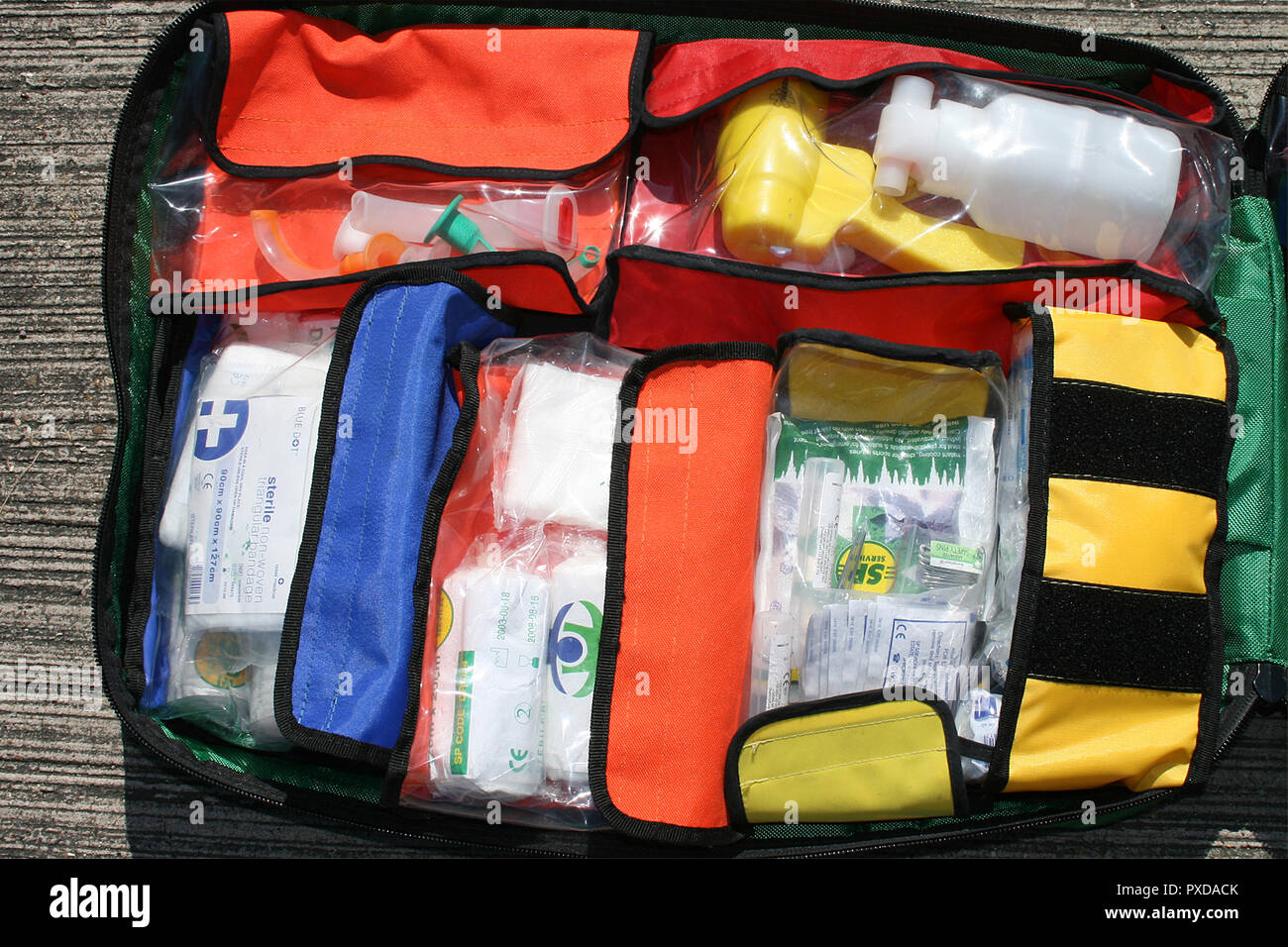 Emergency Trauma bag, first Aid Stock Photo