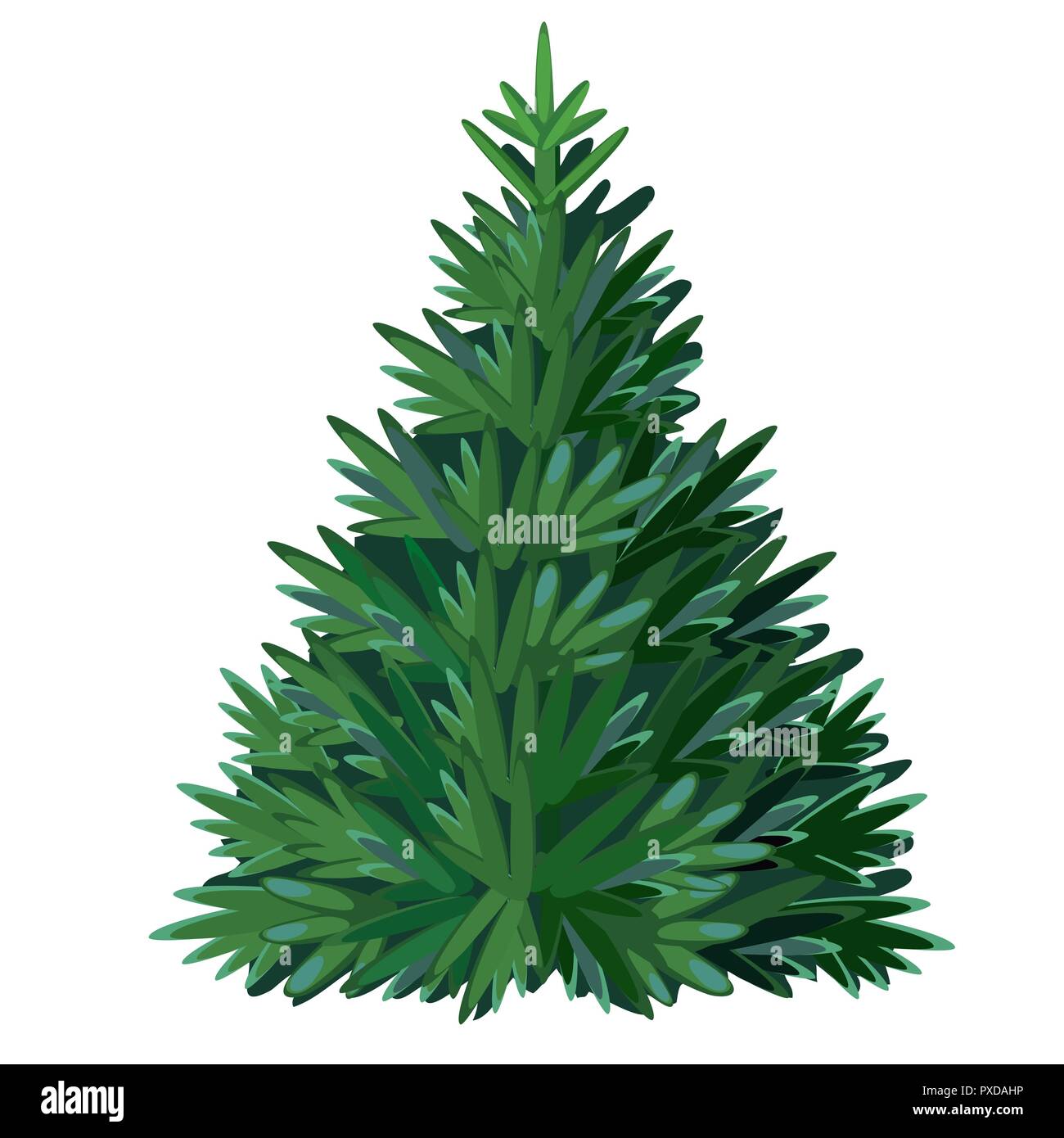 Cartoon Christmas tree isolated on white background. Vector illustration. Stock Vector