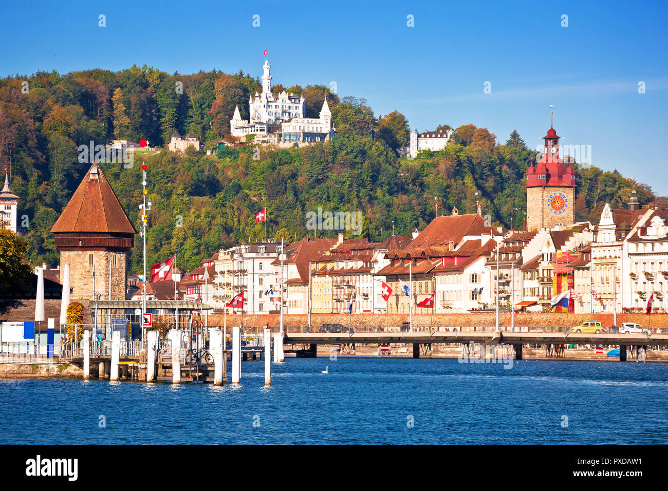 Lucerne lake waterfront and famous landmarks view, beautiful landscapes ...