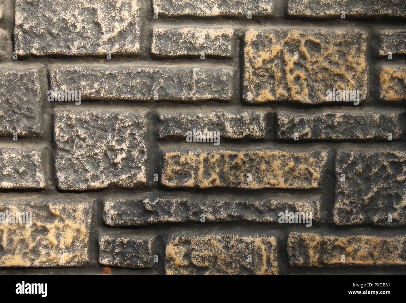 Plastic wall covers like stone brick Stock Photo Alamy