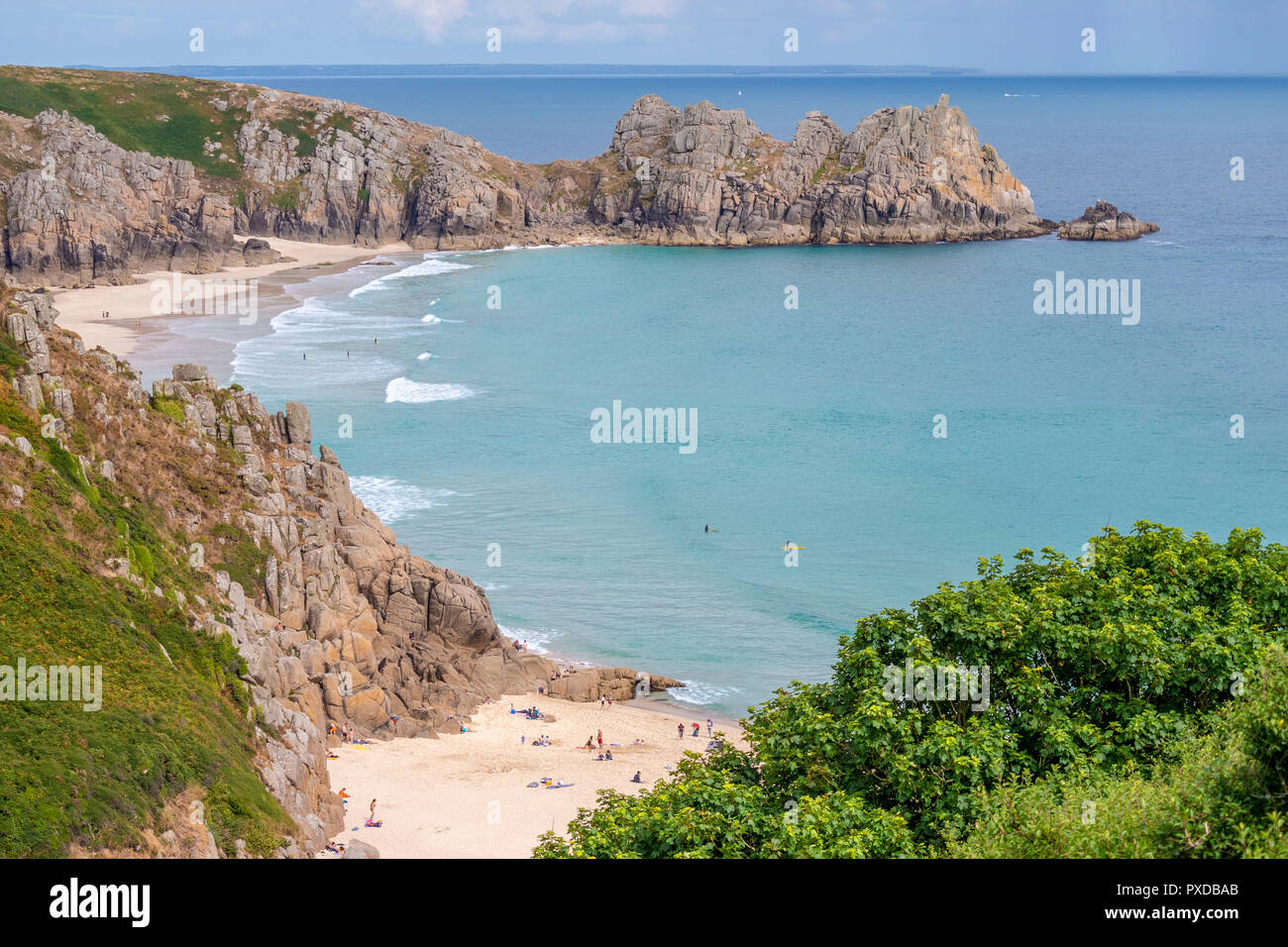 The picturesque beaches at Porthcurno - Cornwall, south west England, UK. Stock Photo