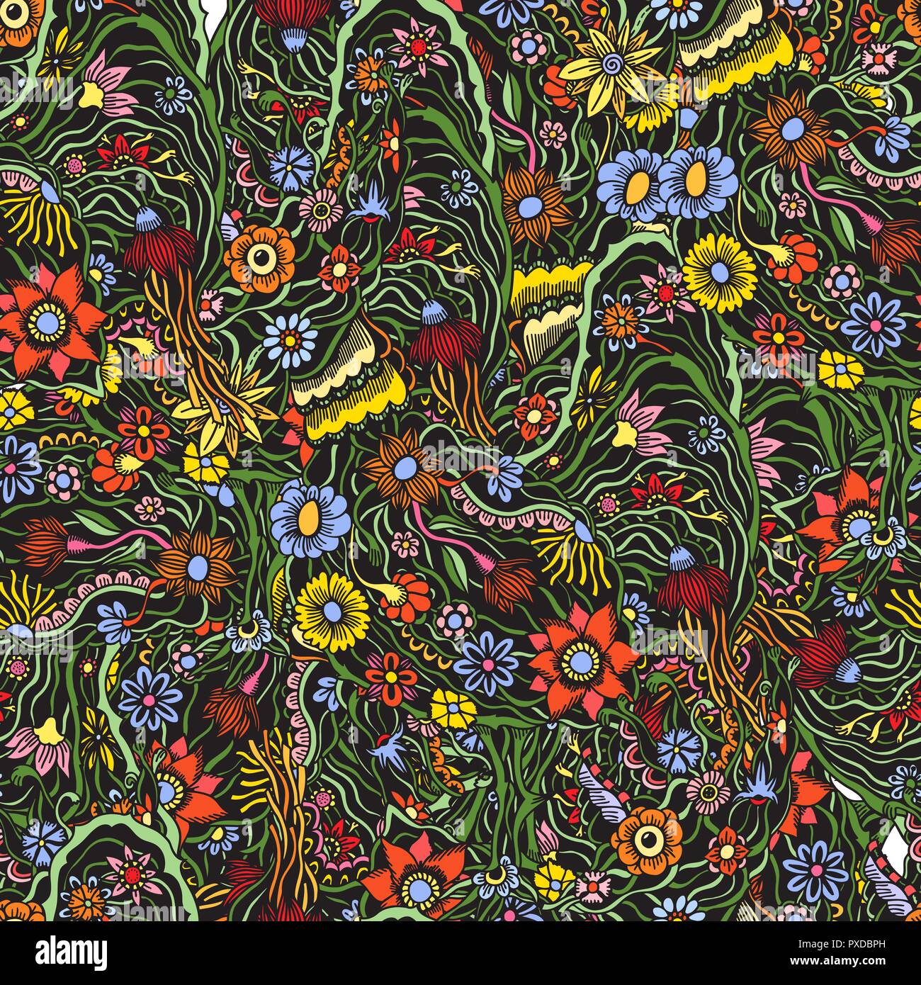 Sketched flower print Stock Vector