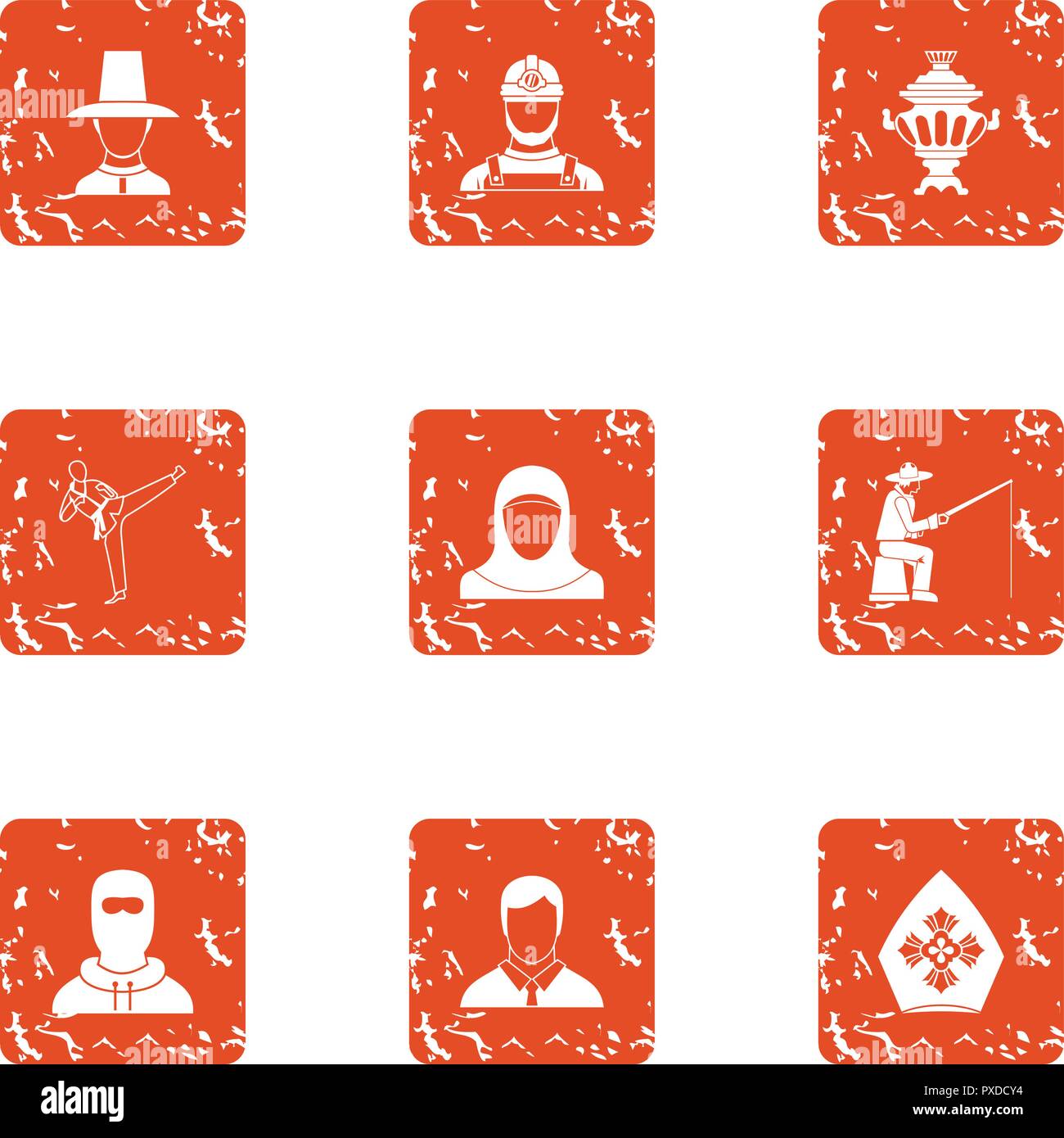 River rest icons set, grunge style Stock Vector