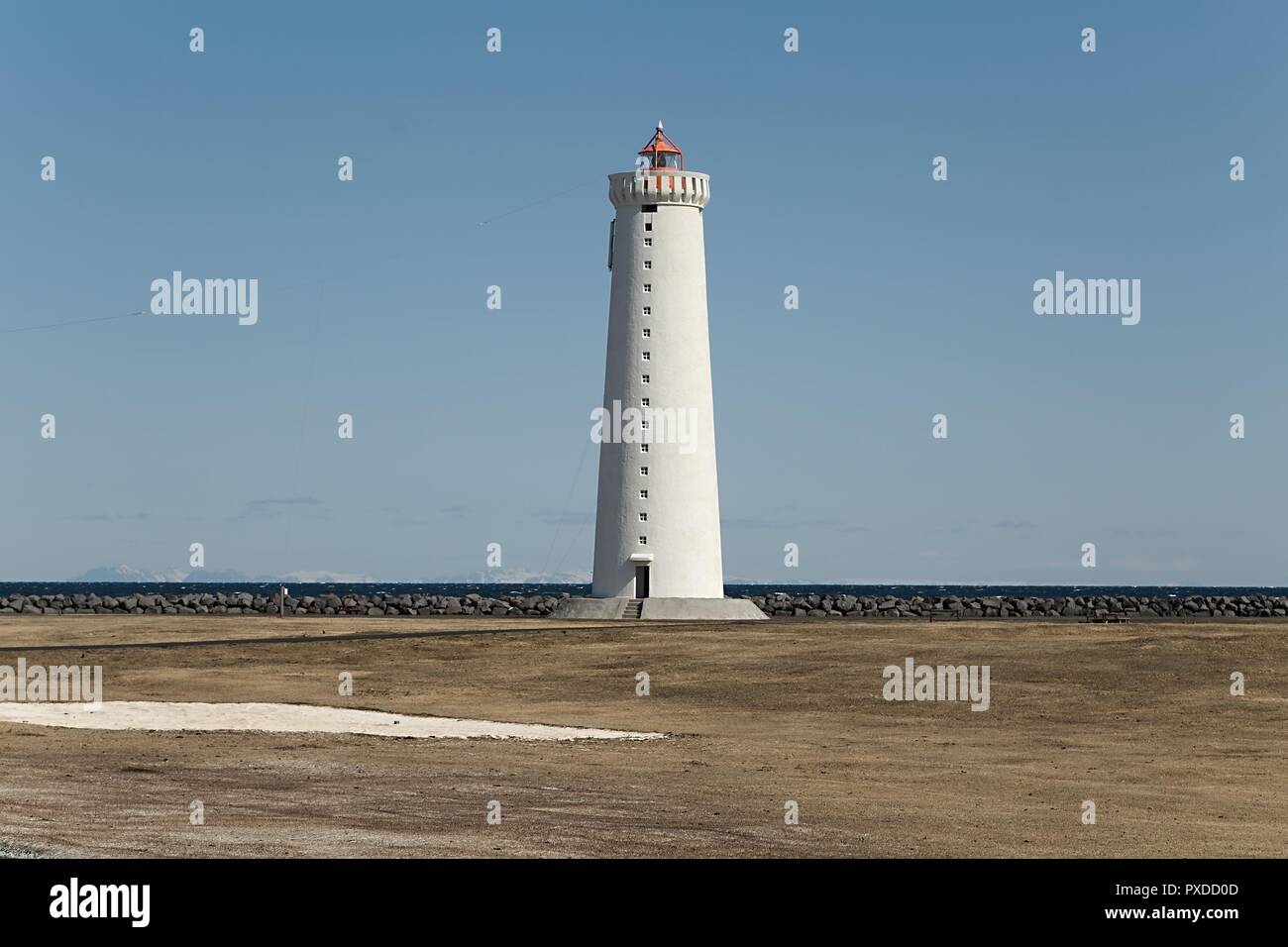 Old White Lighthouse Stock Photo