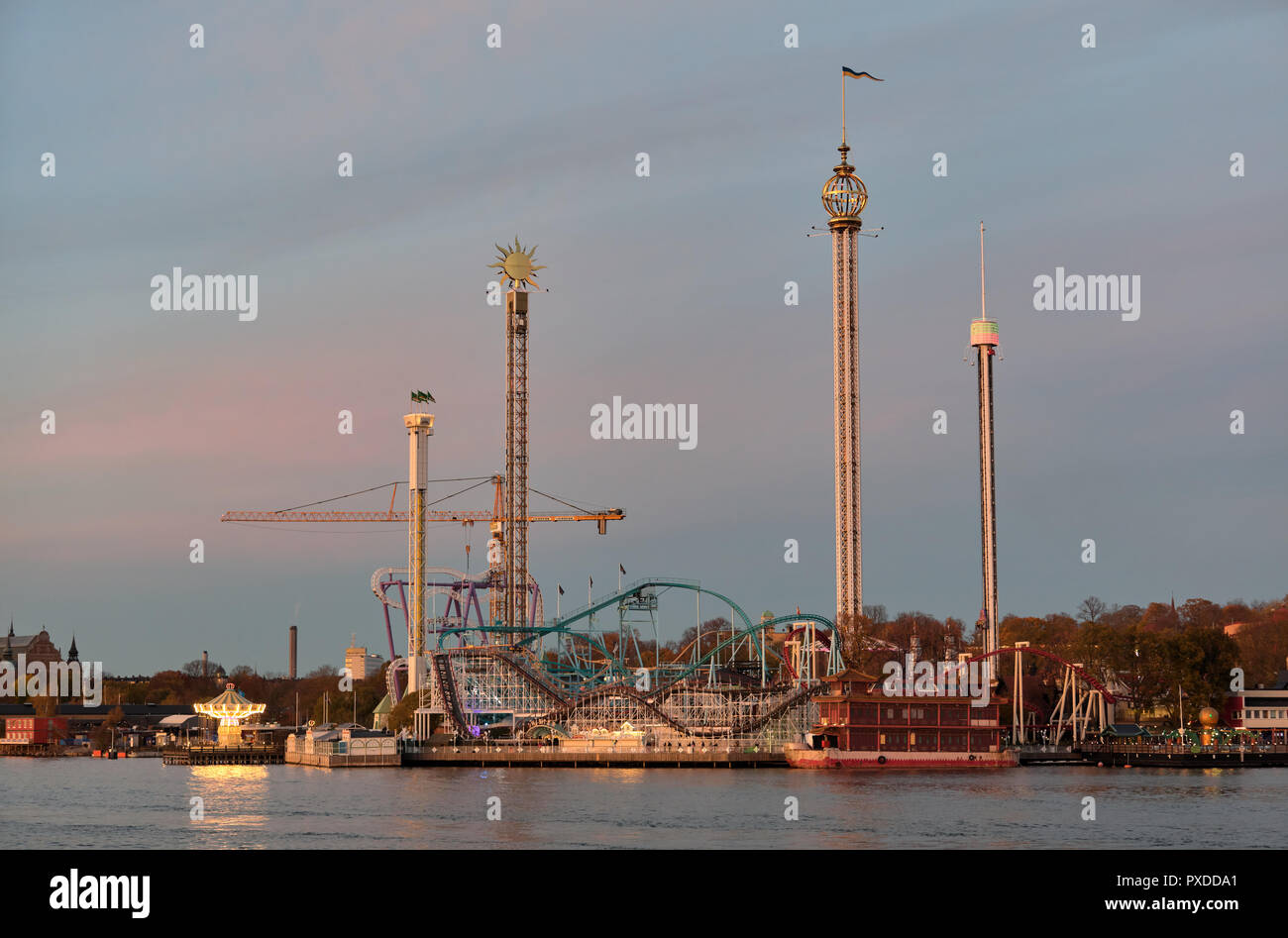 Gröna Lund in Stockhom, Sweden, from a boat Stock Photo