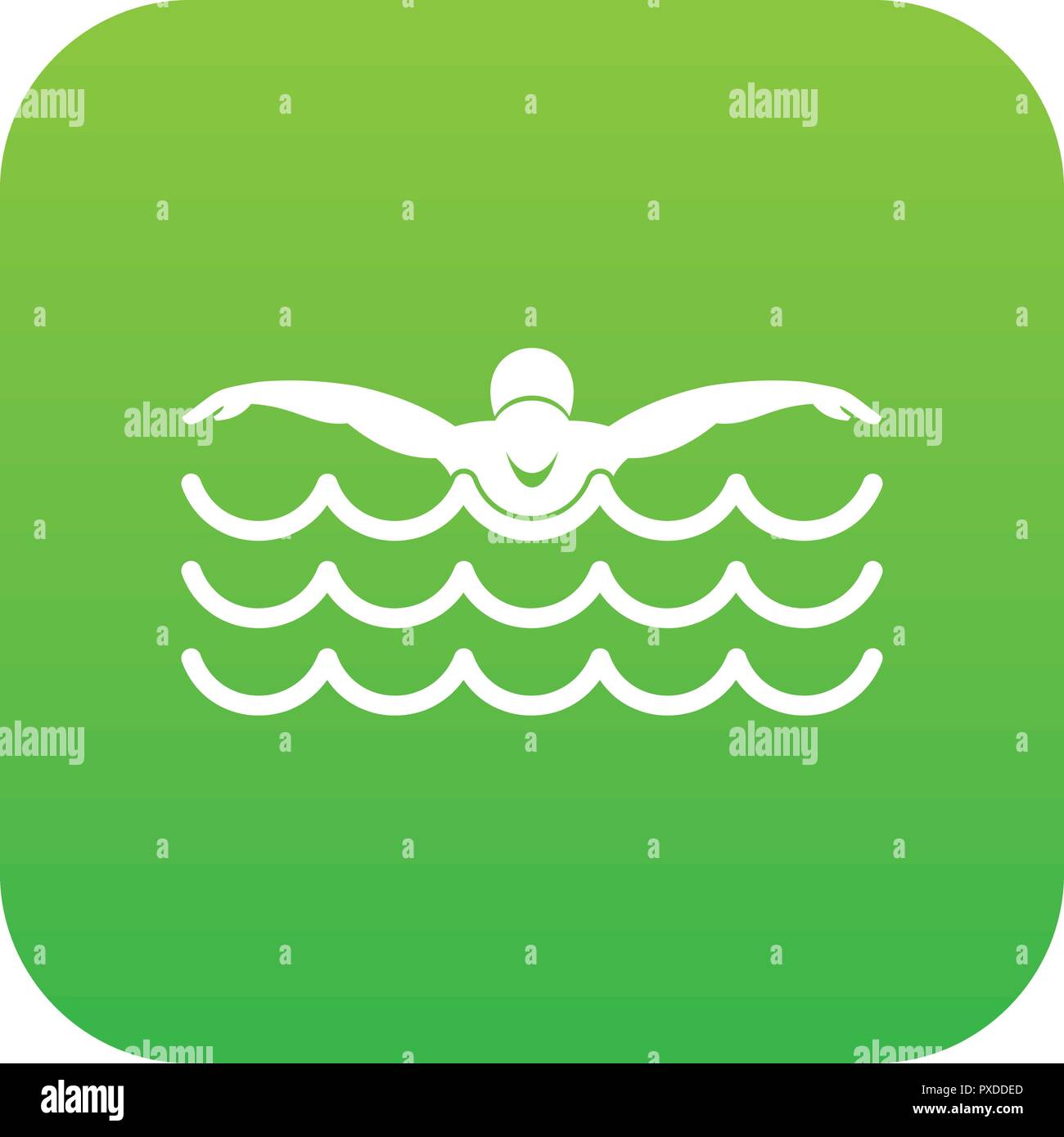 Butterfly swimmer icon digital green Stock Vector