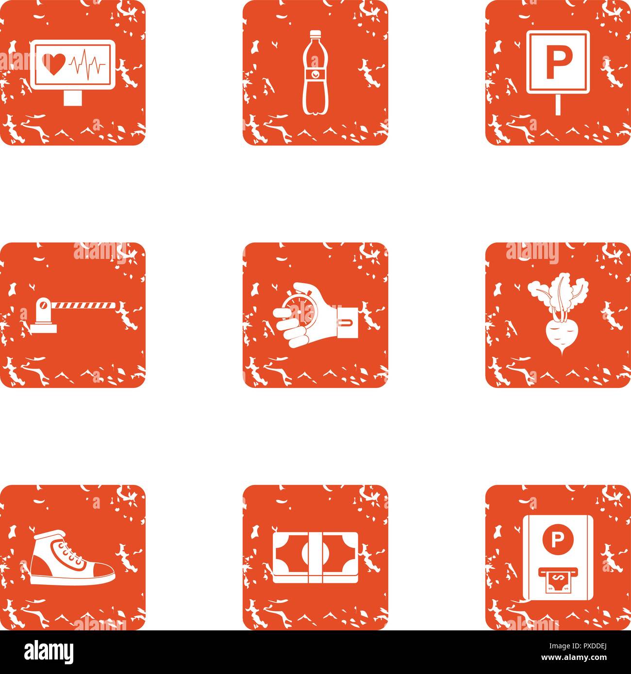 Anchorage icons set, grunge style Stock Vector