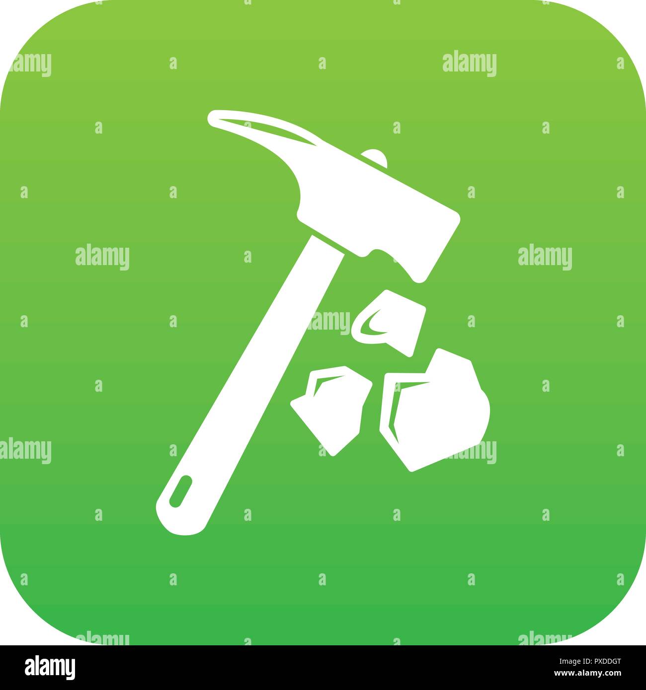 Minning hand hammer icon green vector Stock Vector