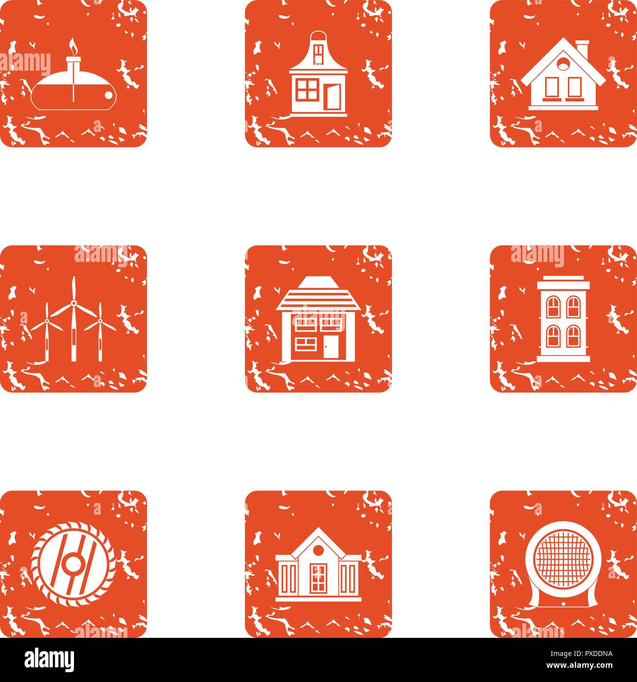 Disconnect icons set, grunge style Stock Vector
