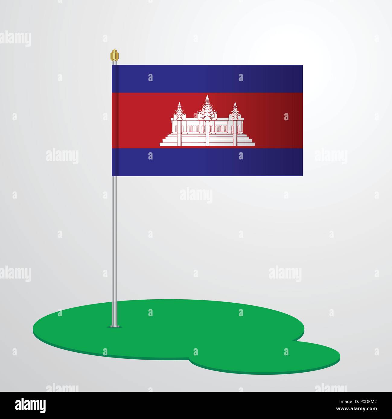 Cambodia Flag Pole Stock Vector
