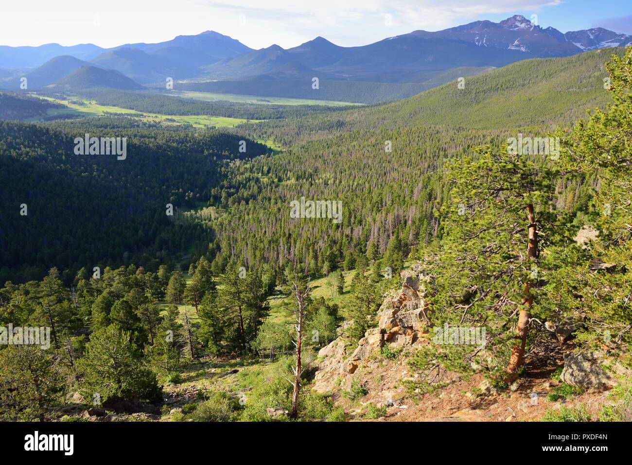 Overlook of the rocky mountains from the high alpine trail ridge road ...