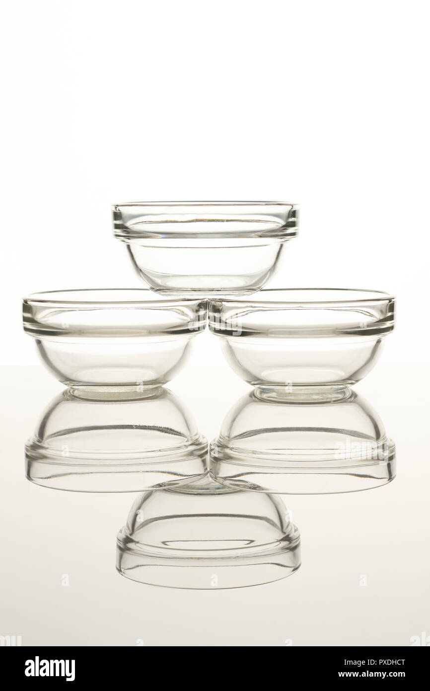Glass salad bowl kitchen utensils. Stock Photo