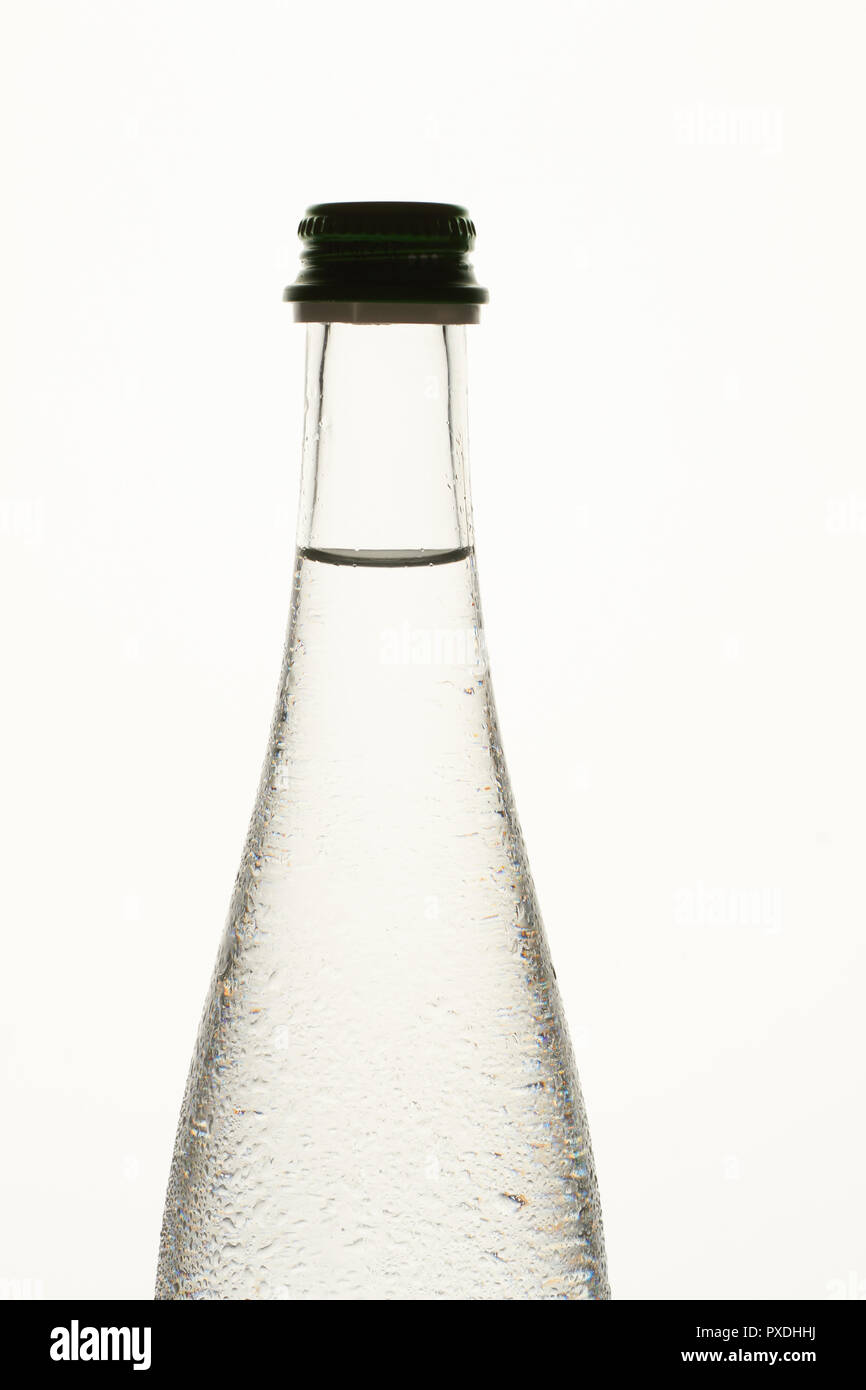 Transparent bottle with dew. Stock Photo