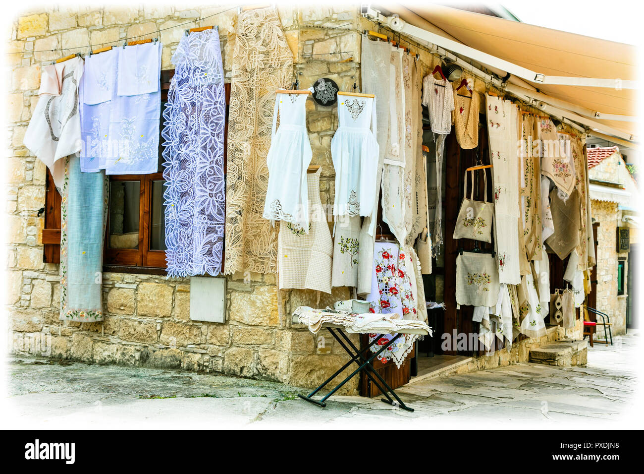 Traditional old shop in Omodos village,Cyprus island. Stock Photo