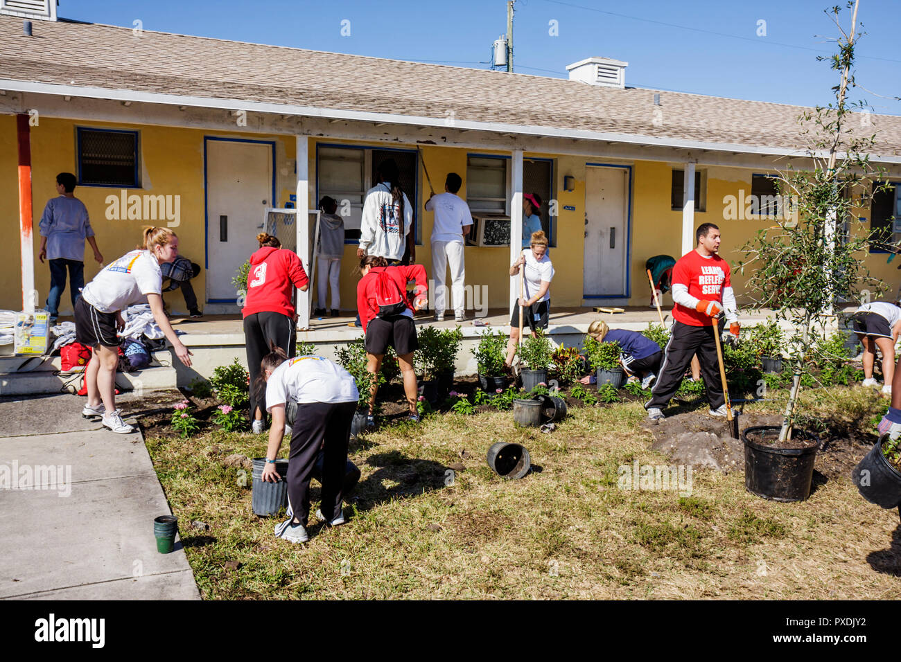 Miami Florida,Liberty City,Square,public housing,neighborhood,Hands On HandsOn Miami,volunteer volunteers community service volunteering work worker w Stock Photo