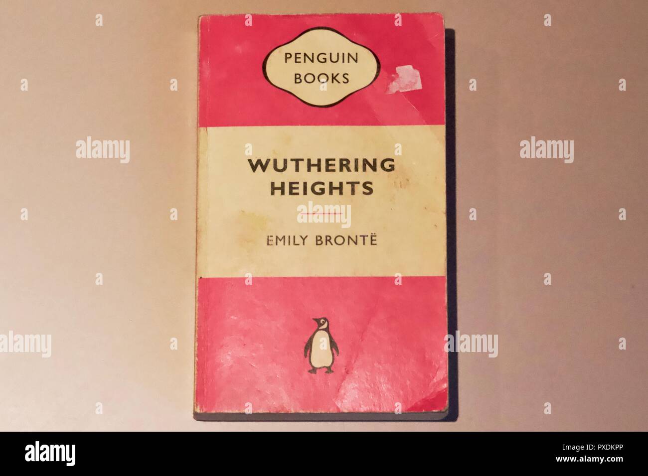 Pink paperback book cover for Wuthering Heights by Emily Bronte, published by Penguin books Stock Photo