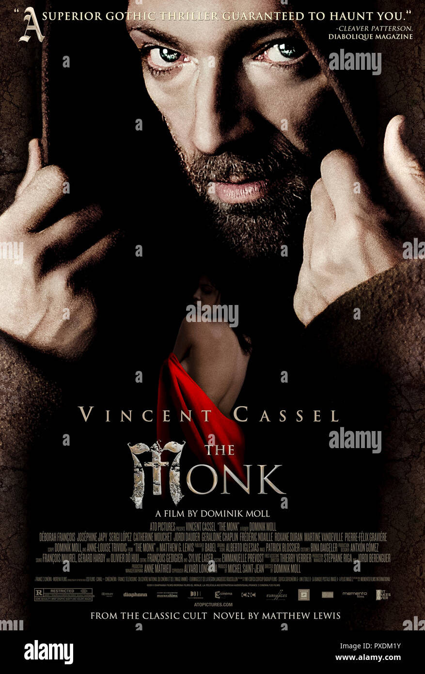 The Monk (Le Moine) (2011) directed by Dominik Moll and starring Vincent Cassel, Déborah François, Joséphine Japy and Sergi López. Adaptation of Matthew G. Lewis’ 1796 Gothic novel about romantic obsession and corruption. Stock Photo