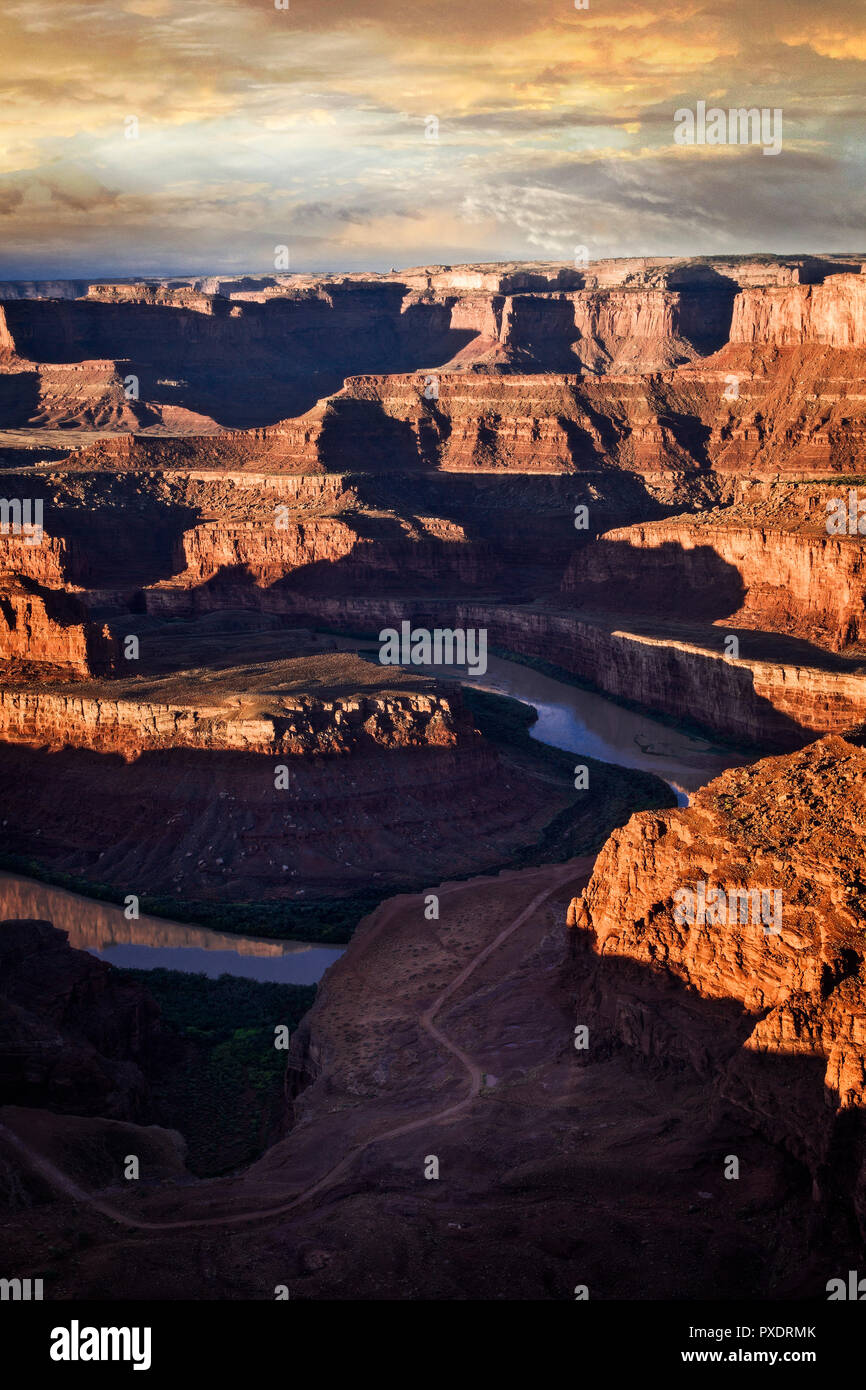 The Colorado River bends at Deadhorse Point, Utah. Stock Photo