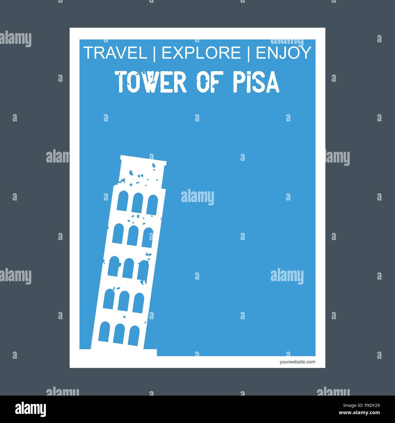 Tower of Pisa, Italy monument landmark brochure Flat style and typography vector Stock Vector