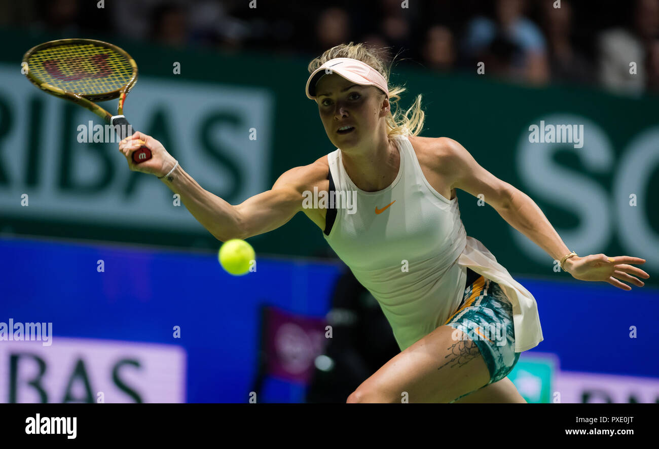 Kallang, SINGAPORE. 21st Oct, 2018. Elina Svitolina of the Ukraine in acton during her first match at the 2018 WTA Finals tennis tournament Credit: AFP7/ZUMA Wire/Alamy Live News Stock Photo