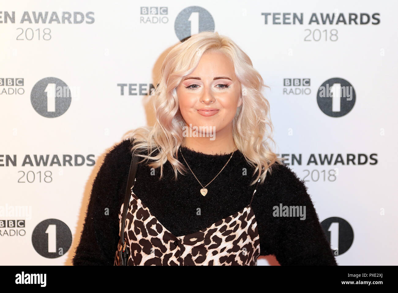 London, UK. 21st Oct 2018. Katie Thistleton, BBC Radio 1 Teen Awards