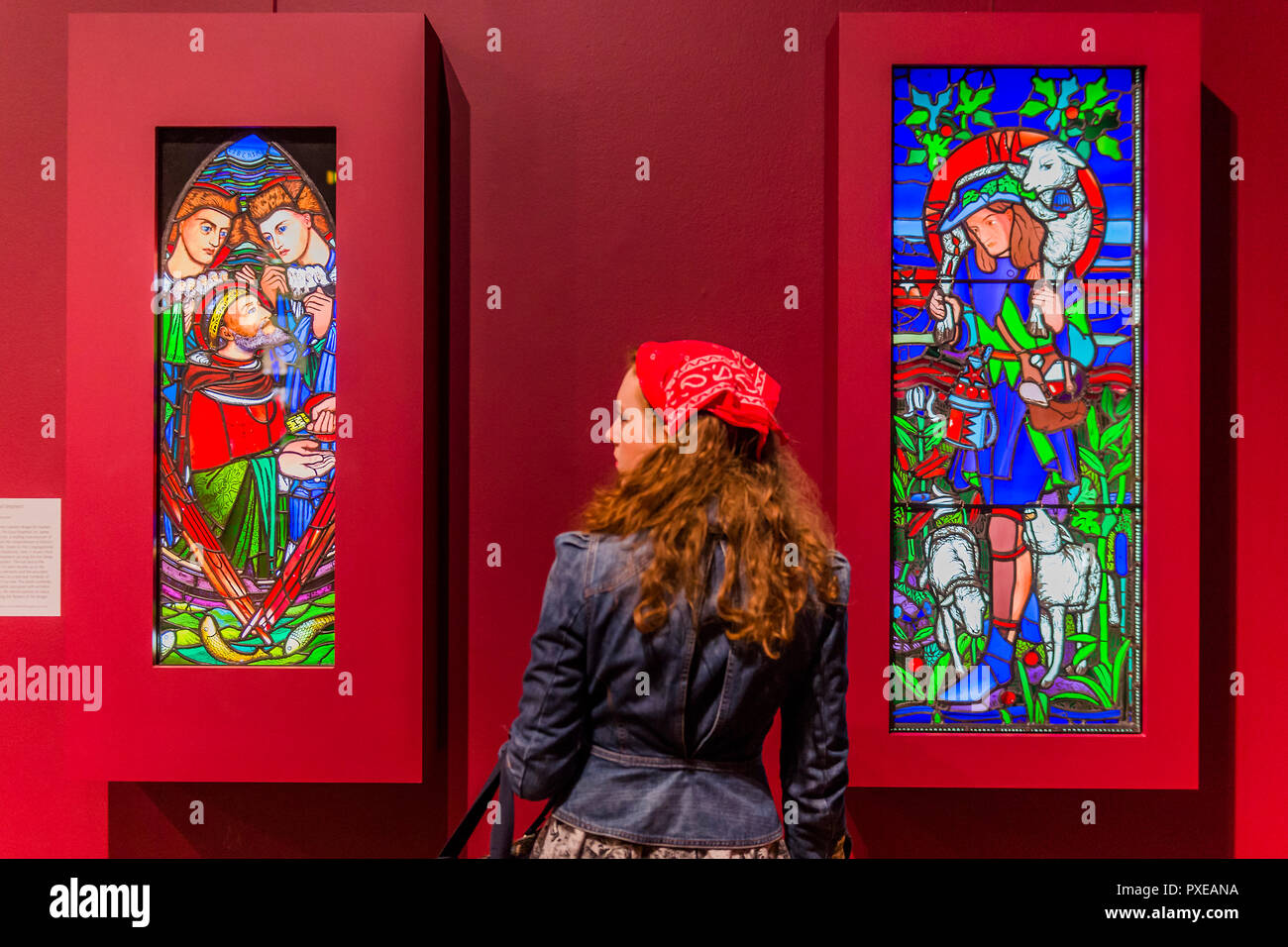 London, UK. 22nd Oct, 2018. The Calling of St Peter and the Good Shepherd - A retrospective of Pre-Raphaelite painter Edward Burne-Jones at the Tate Britain. Renowned for otherworldly depictions of beauty inspired by myth, legend and the Bible, Burne-Jones was a pioneer of the symbolist movement and the only Pre-Raphaelite to achieve world-wide recognition in his lifetime. The exhibition brings together 150 works across painting, stained glass and tapestry. It runs from 24 Oct 18 - 24 Feb 19. Credit: Guy Bell/Alamy Live News Stock Photo