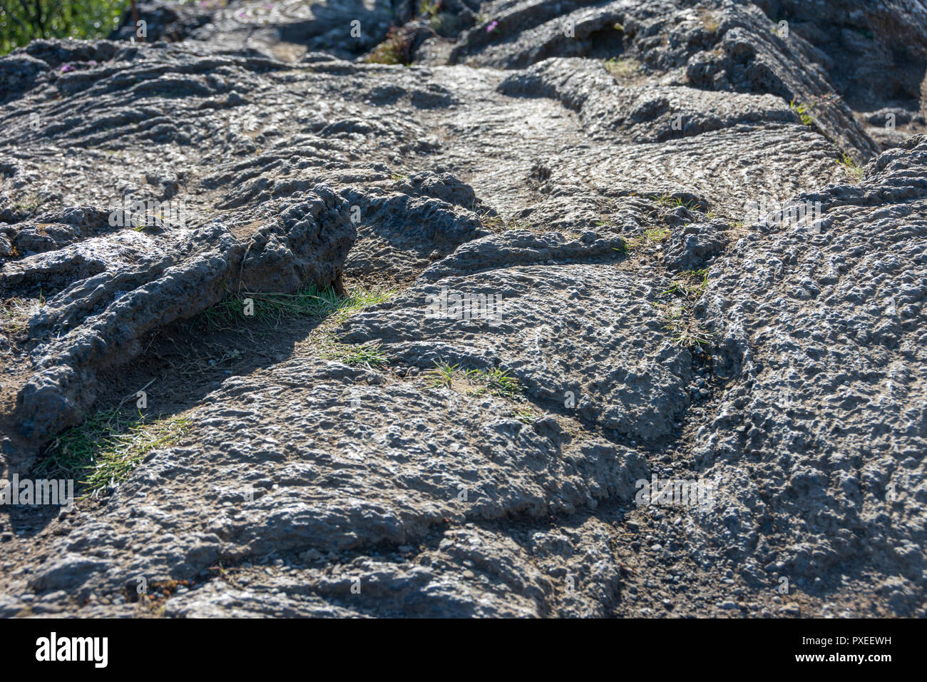 Lava formations in Iceland produced by gradual cooling and flowing of Lava rock Stock Photo