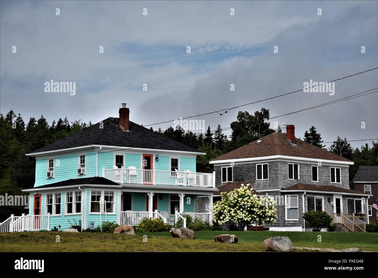 new england houses multiple places Stock Photo