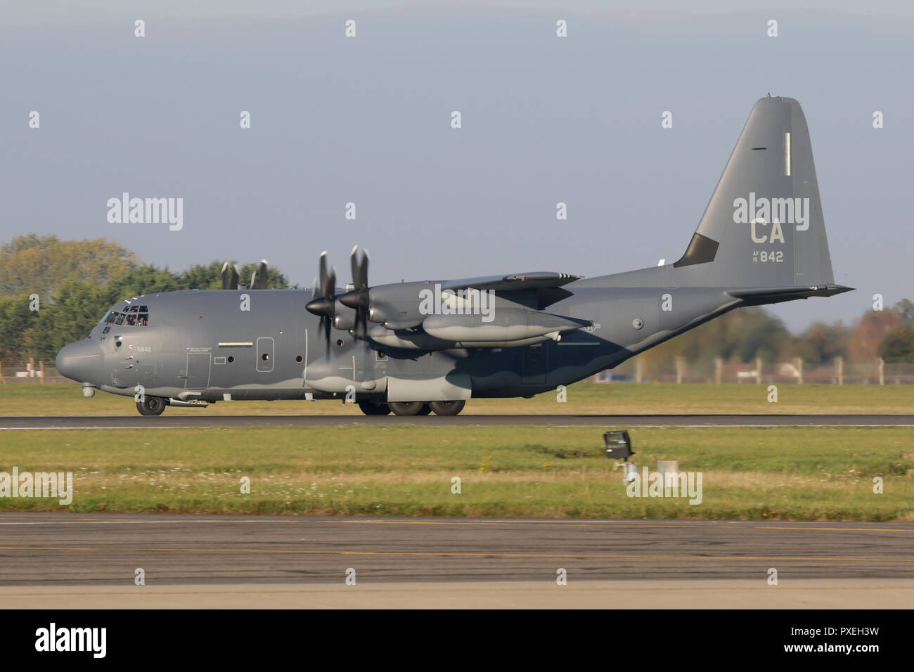 New HC-130J Combat King II assigned to the California Air National Guard at RAF Mildenhall in Suffolk, UK. Stock Photo
