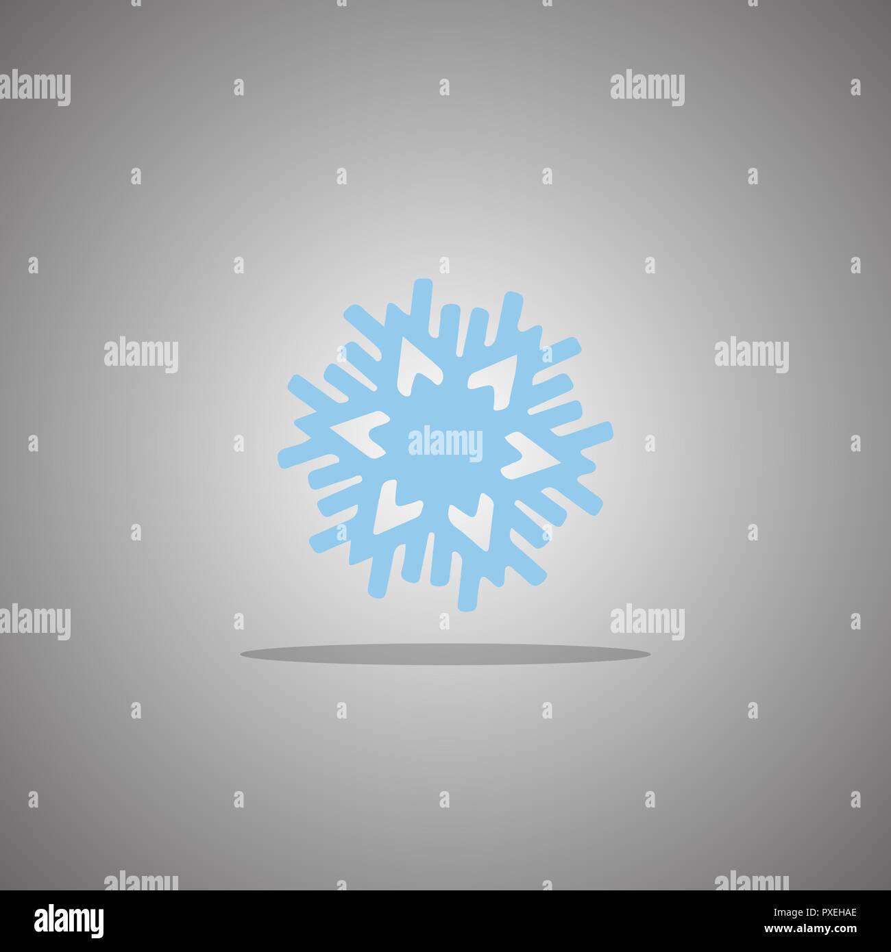 Blue snowflake on a gray background with gradient. Vector illustration. Stock Vector