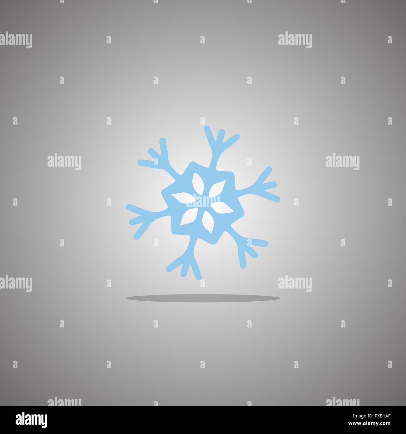 Blue snowflake on a gray background with gradient. Vector illustration. Stock Vector