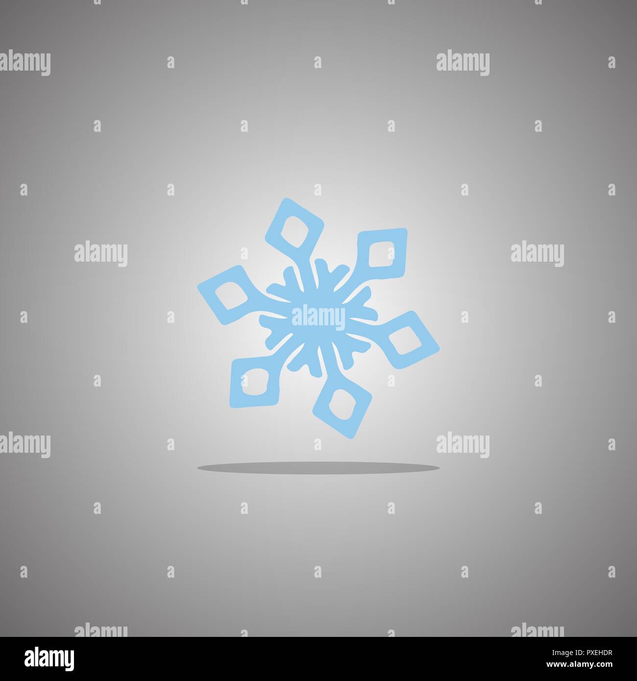 Blue snowflake on a gray background with gradient. Vector illustration. Stock Vector