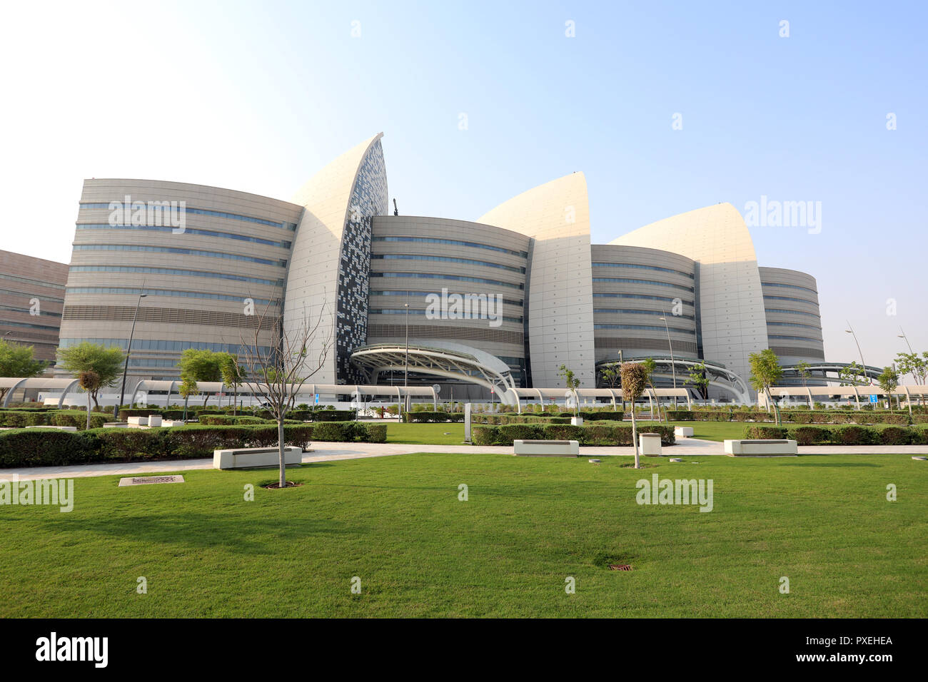 Doha / Qatar – October 9, 2018: Sidra Medicine, a women and children’s hospital in Doha, capital of Qatar Stock Photo