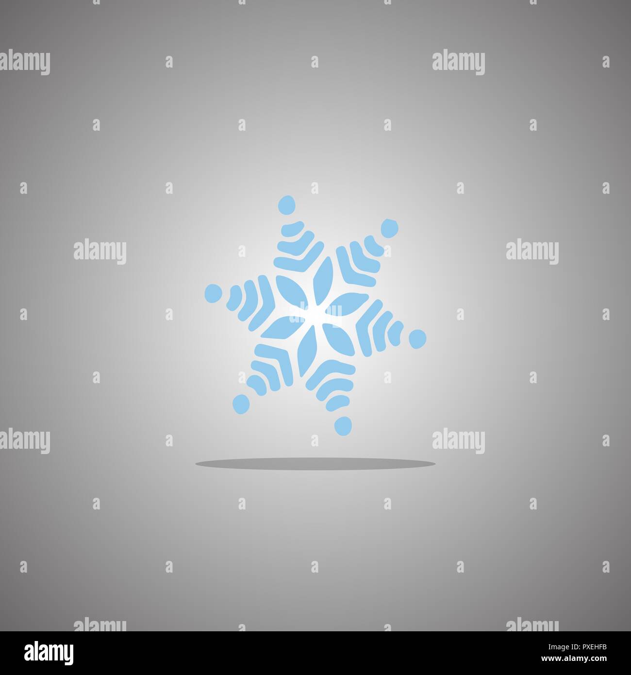 Blue snowflake on a gray background with gradient. Vector illustration. Stock Vector