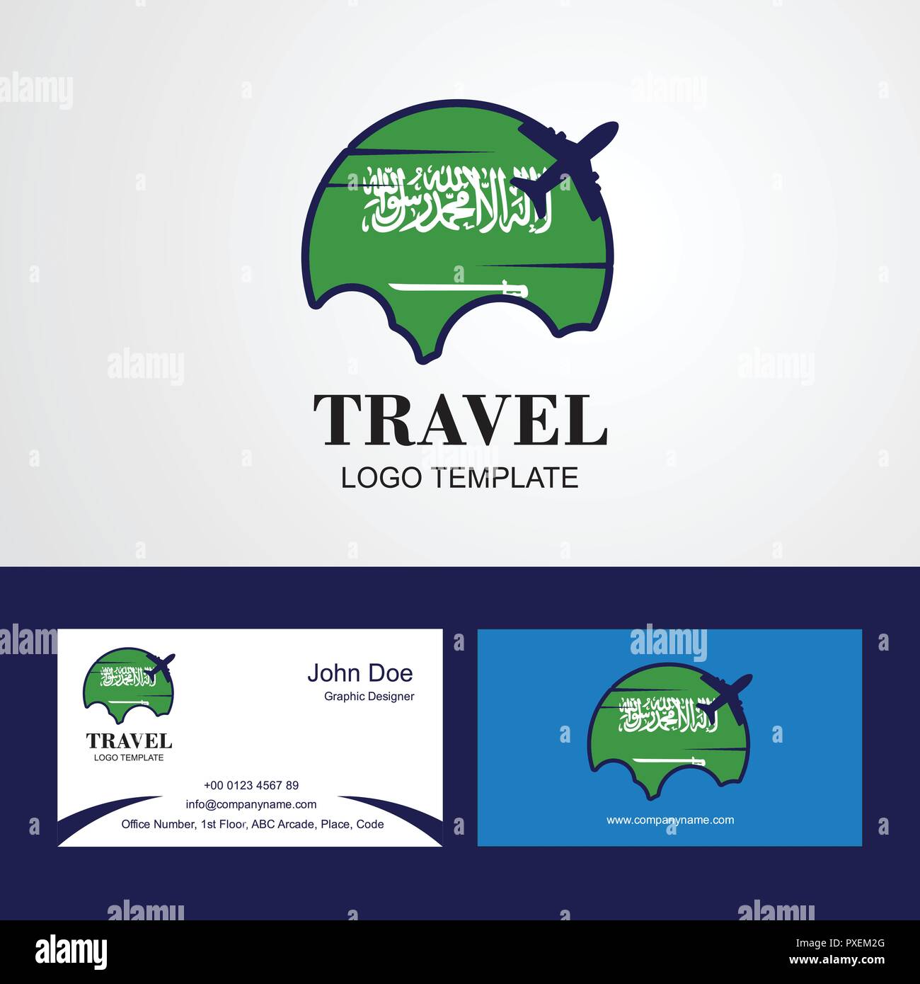 Travel Saudi Arabia Flag Logo and Visiting Card Design Stock Vector