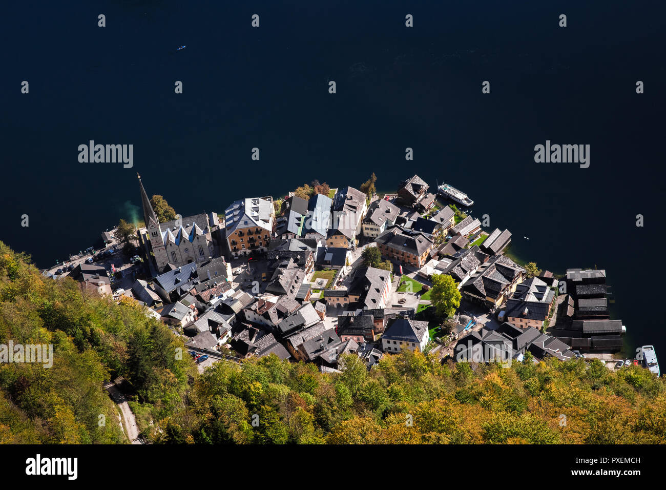 Aerial view of Hallstatt Stock Photo
