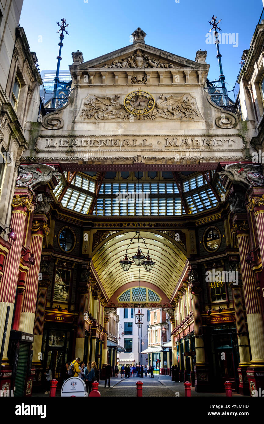 Entrance to Leadenhall Market, City of London, England, UK Stock Photo ...