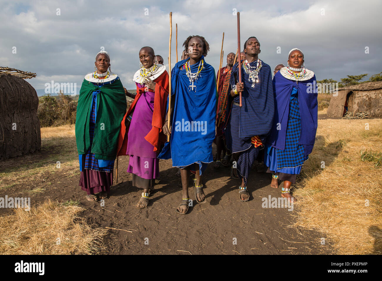 Maasai ceremony at Ngorongoro Crater in Tanzania Stock Photo