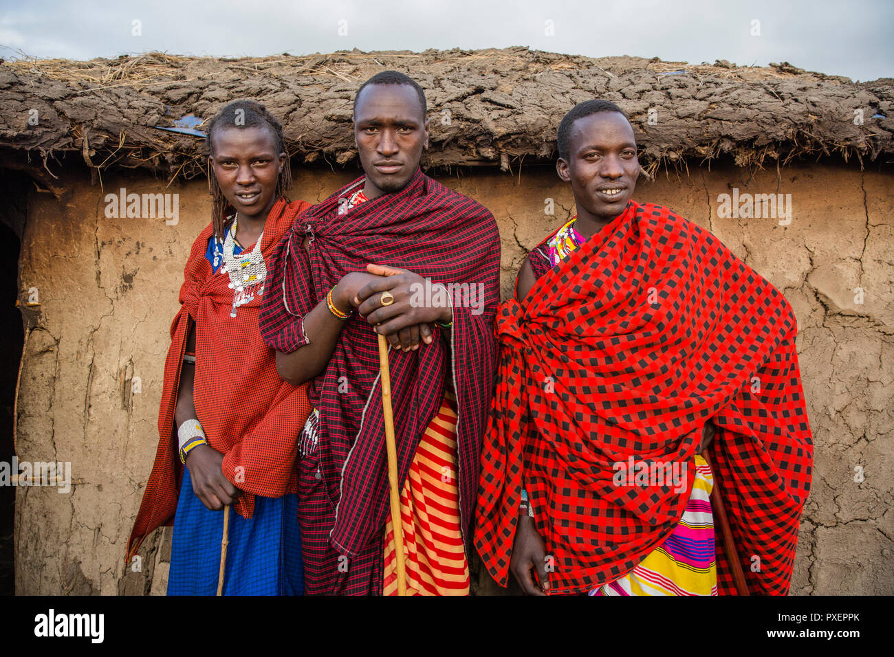 Maasai at Ngorongoro Crater in Tanzania Stock Photo