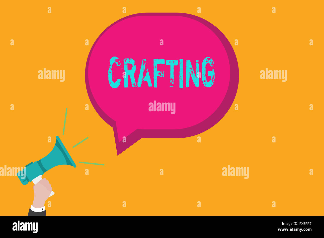 Handwriting text writing Crafting. Concept meaning activity or hobby of