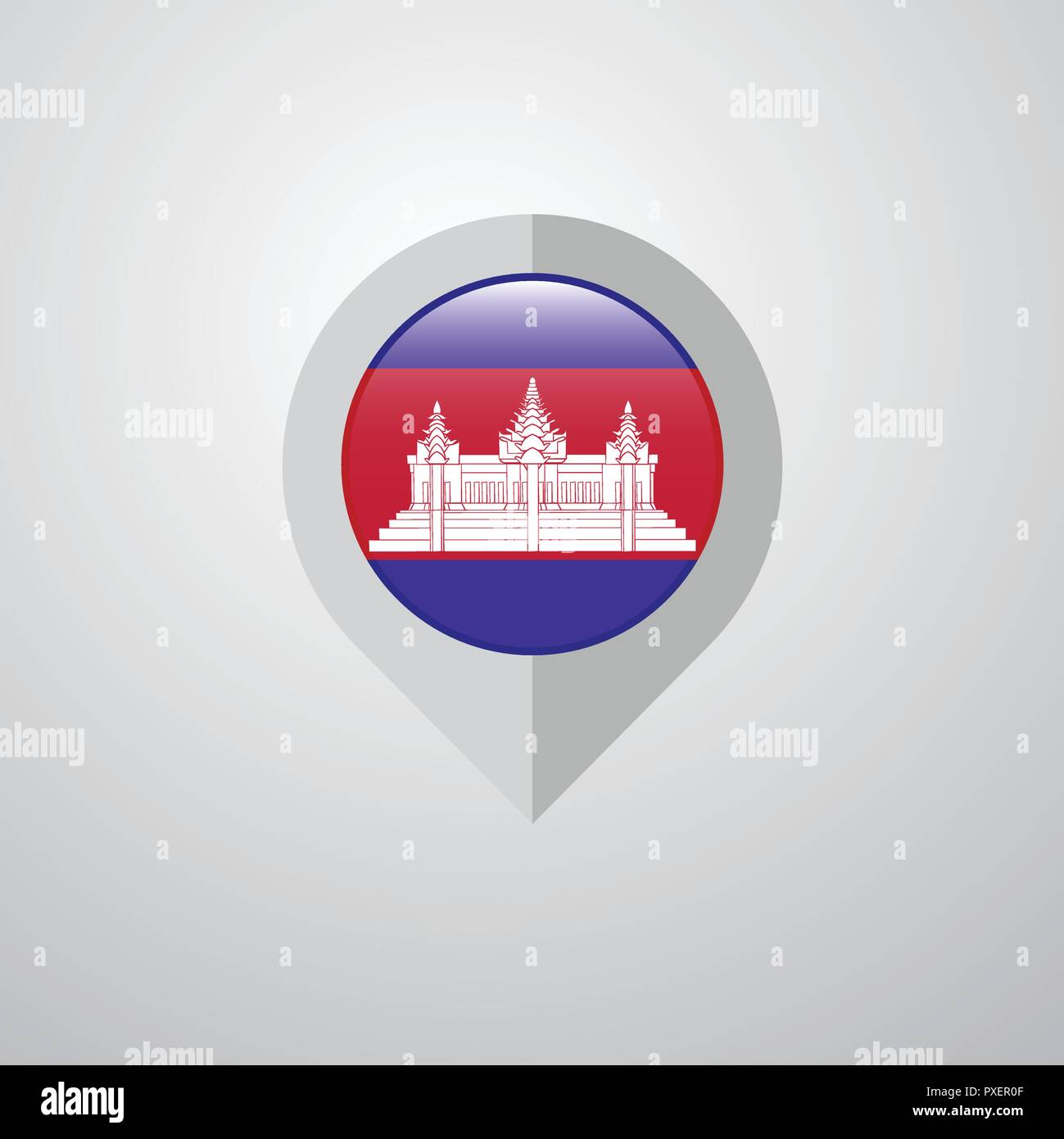 Map Navigation pointer with Cambodia flag design vector Stock Vector