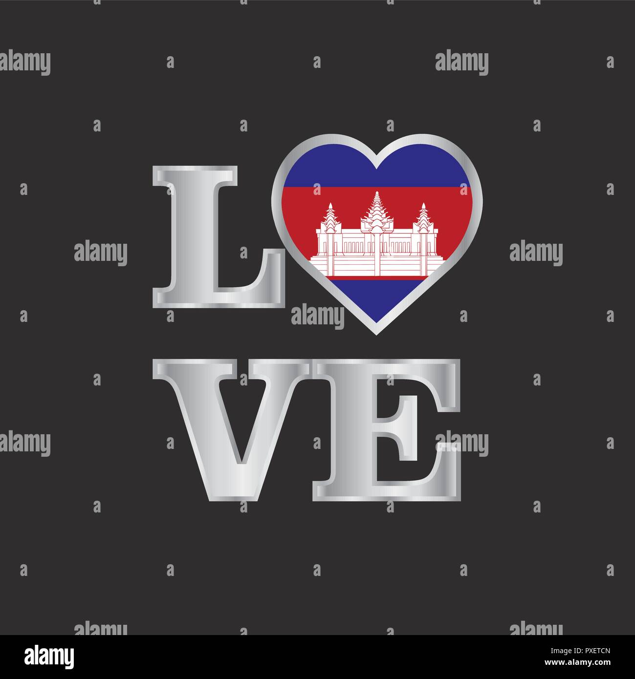 Love typography Cambodia flag design vector beautiful lettering Stock Vector