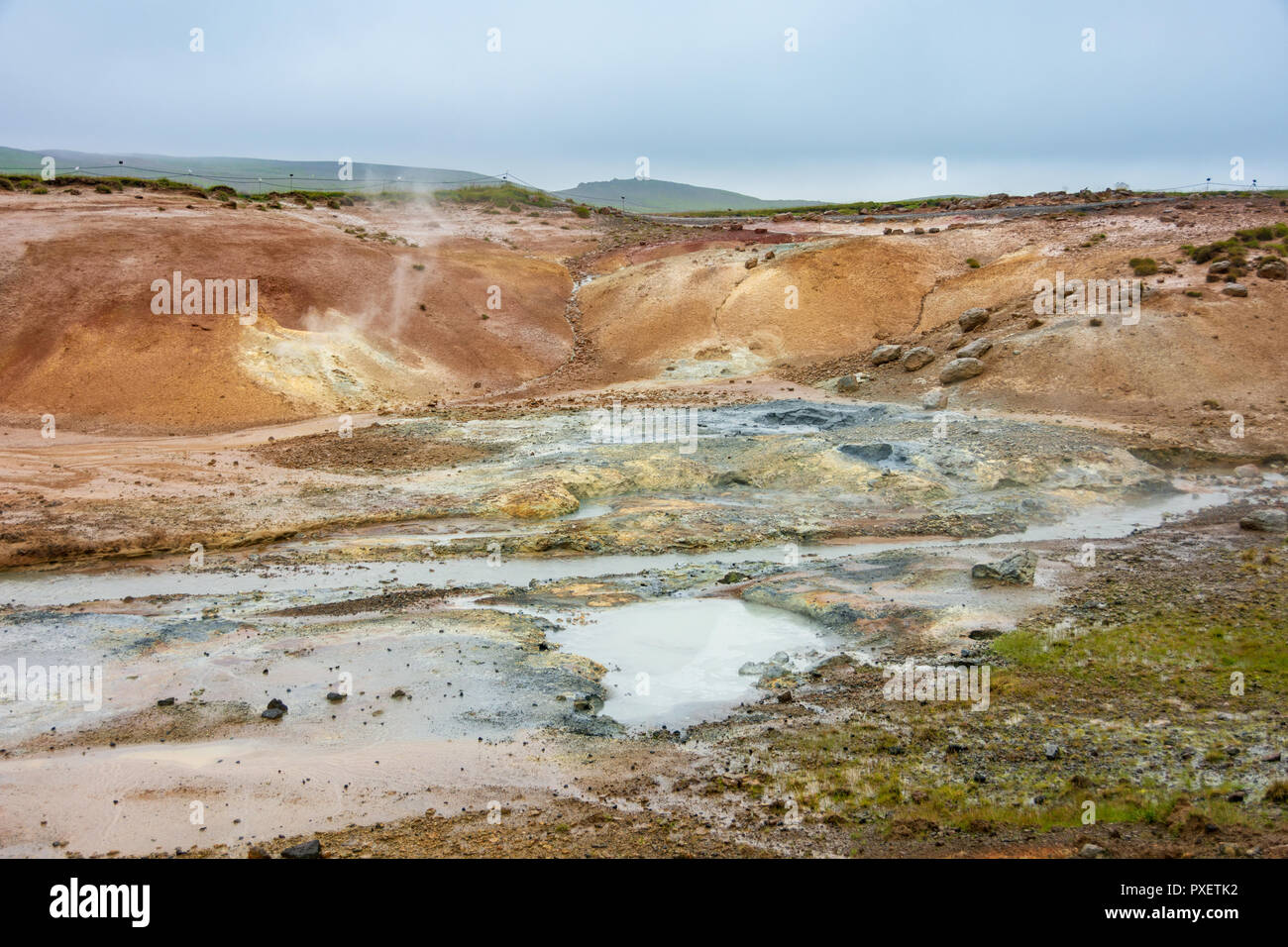 Seltun geothermal field in the Reykjanes Penninsula near Keflavik and Reykjavik, Iceland Stock Photo