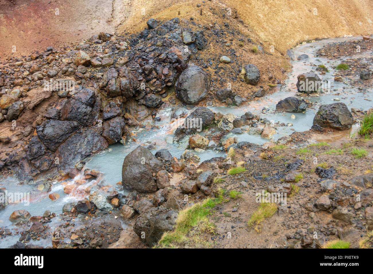 Seltun geothermal field in the Reykjanes Penninsula near Keflavik and Reykjavik, Iceland Stock Photo