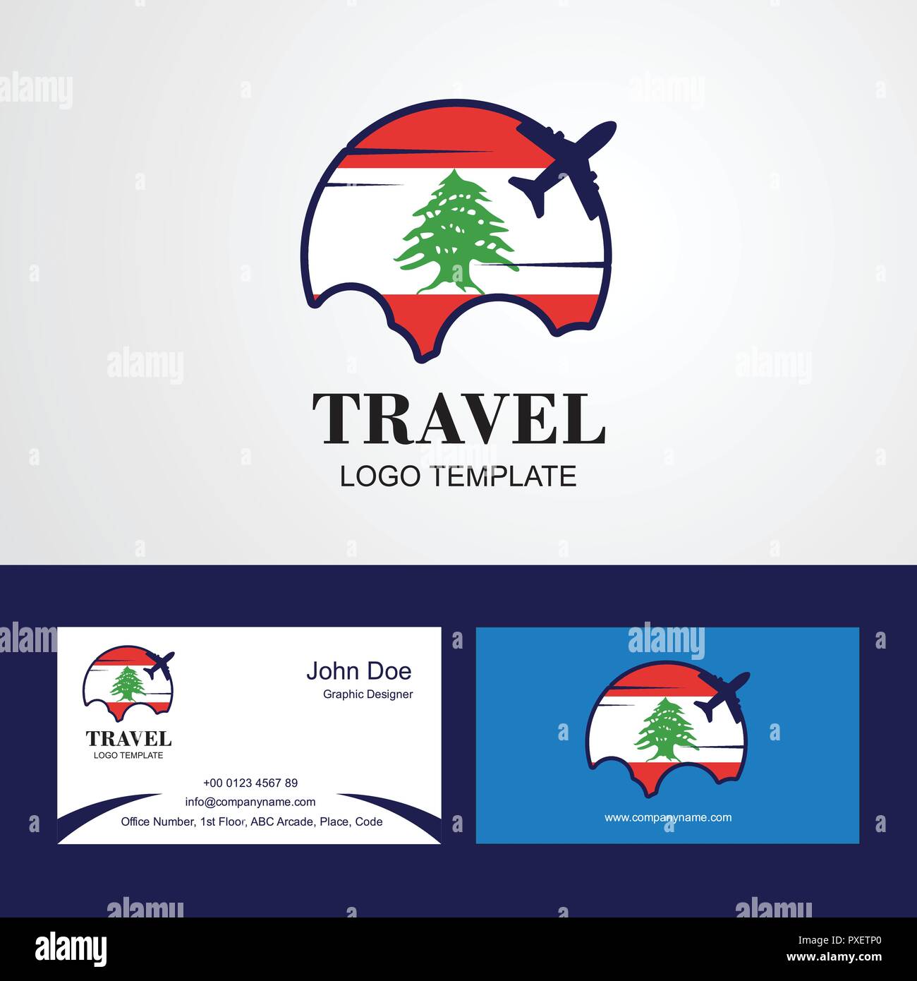 Travel Lebanon Flag Logo and Visiting Card Design Stock Vector