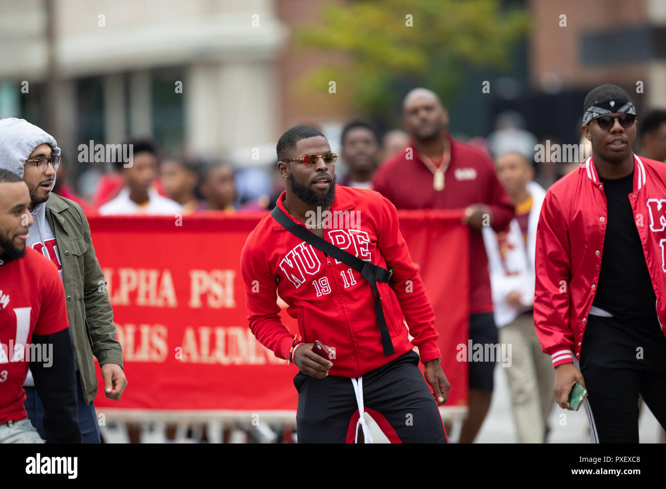 Indianapolis, Indiana, USA - September 22, 2018: The Circle City Classic  Parade, Members of the Kappa Alpha Psi Fraternity dancing during the parade  Stock Photo - Alamy